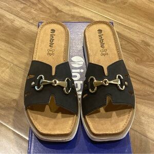 Inblu Cut Out Black Band Bit Detail Women’s Sandals